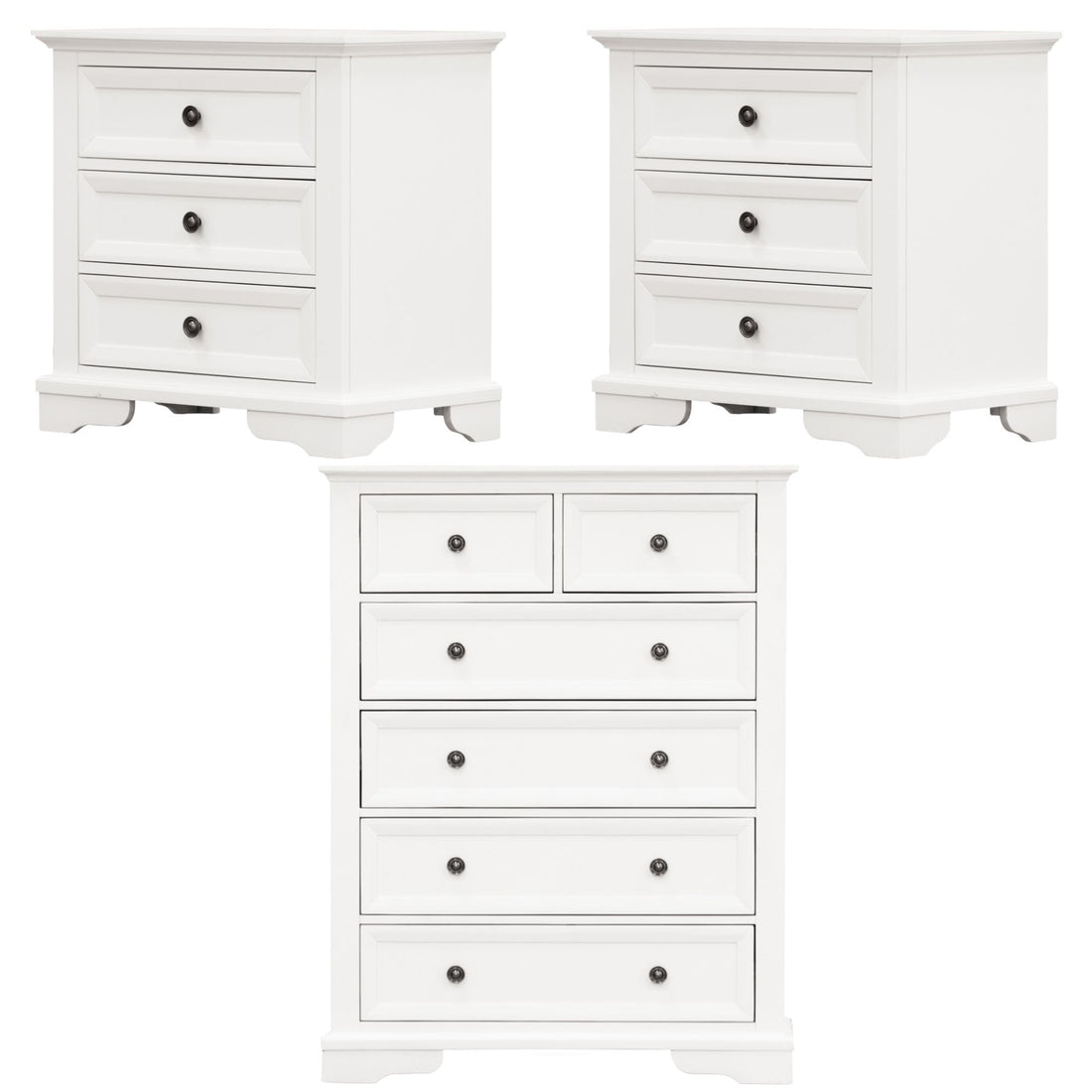 Celosia 2pc Bedside Tallboy 3pc Bedroom Set Nightstand Storage Cabinet - White-Furniture &gt; Bedroom-PEROZ Accessories