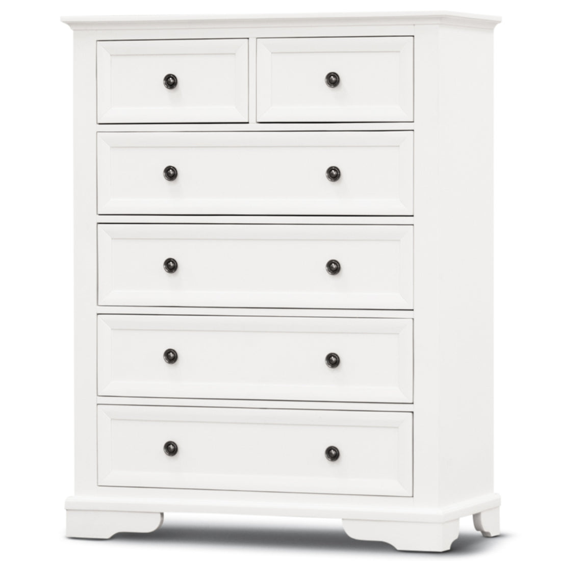 Celosia Tallboy 6 Chest of Drawers Solid Acacia Wood Bed Storage Cabinet - White-Furniture &gt; Bedroom-PEROZ Accessories