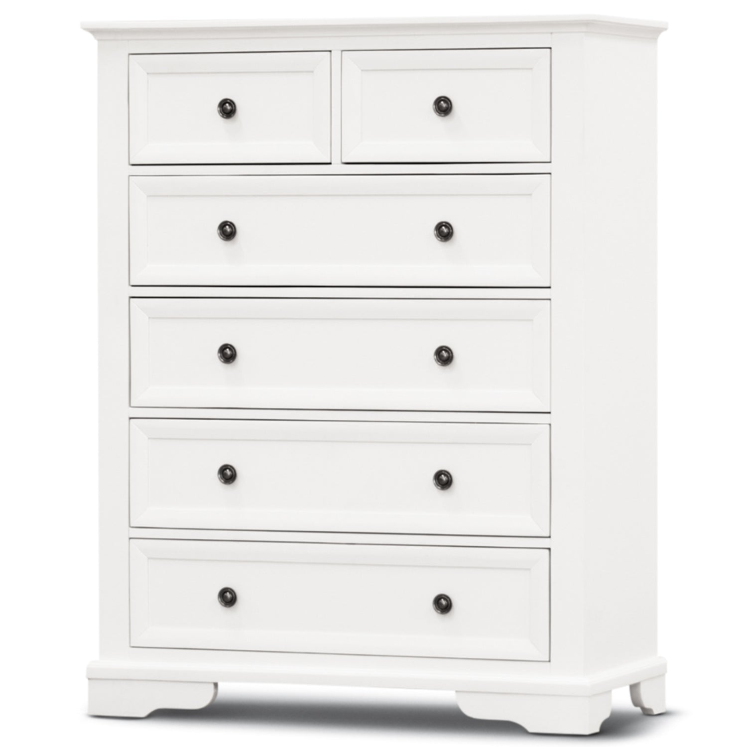 Celosia Tallboy 6 Chest of Drawers Solid Acacia Wood Bed Storage Cabinet - White-Furniture &gt; Bedroom-PEROZ Accessories