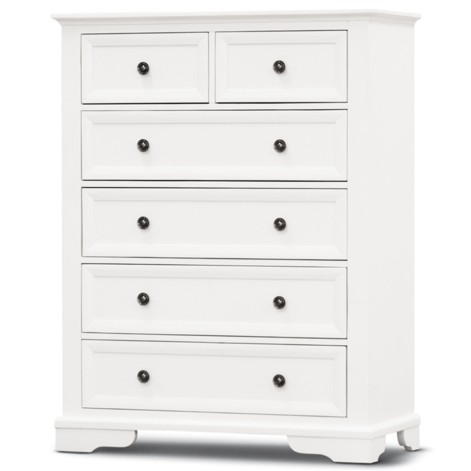 Celosia Tallboy 6 Chest of Drawers Solid Acacia Wood Bed Storage Cabinet - White-Furniture &gt; Bedroom-PEROZ Accessories