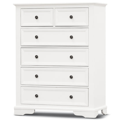 Celosia Tallboy 6 Chest of Drawers Solid Acacia Wood Bed Storage Cabinet - White-Furniture &gt; Bedroom-PEROZ Accessories
