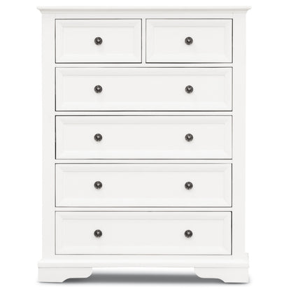 Celosia Tallboy 6 Chest of Drawers Solid Acacia Wood Bed Storage Cabinet - White-Furniture &gt; Bedroom-PEROZ Accessories