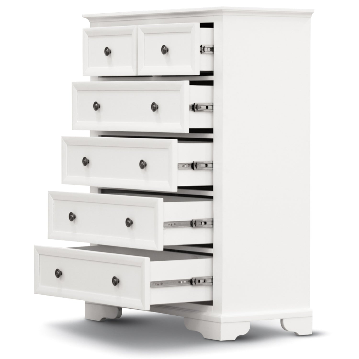 Celosia Tallboy 6 Chest of Drawers Solid Acacia Wood Bed Storage Cabinet - White-Furniture &gt; Bedroom-PEROZ Accessories