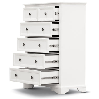 Celosia Tallboy 6 Chest of Drawers Solid Acacia Wood Bed Storage Cabinet - White-Furniture &gt; Bedroom-PEROZ Accessories