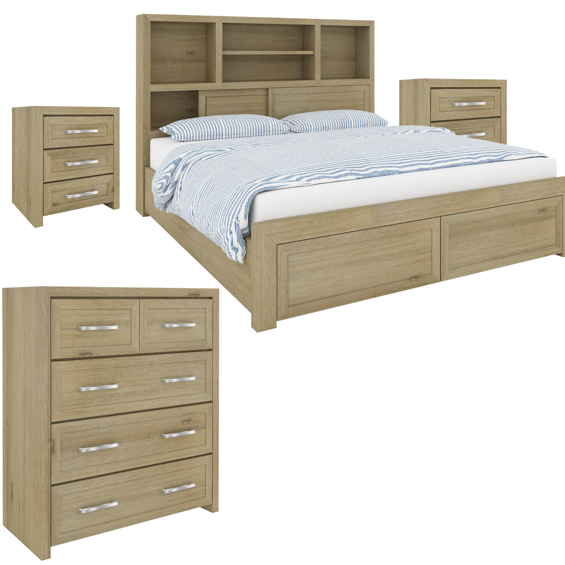Gracelyn Tallboy 5 Chest of Drawers Solid Wood Bedroom Storage Cabinet - Smoke-Furniture > Bedroom-PEROZ Accessories