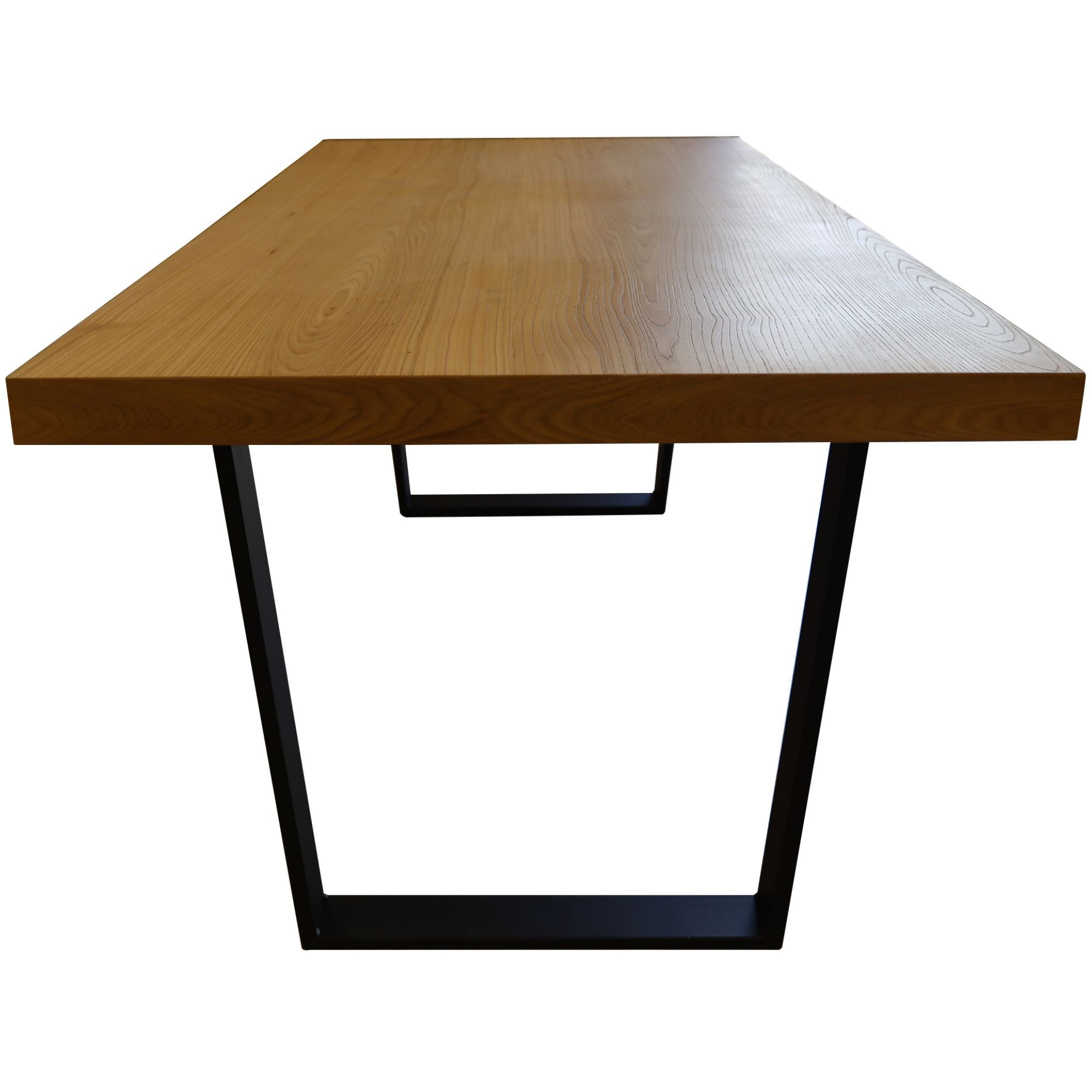 Petunia Dining Table 180cm Elm Timber Wood Black Metal Leg - Natural-Furniture &gt; Dining-PEROZ Accessories