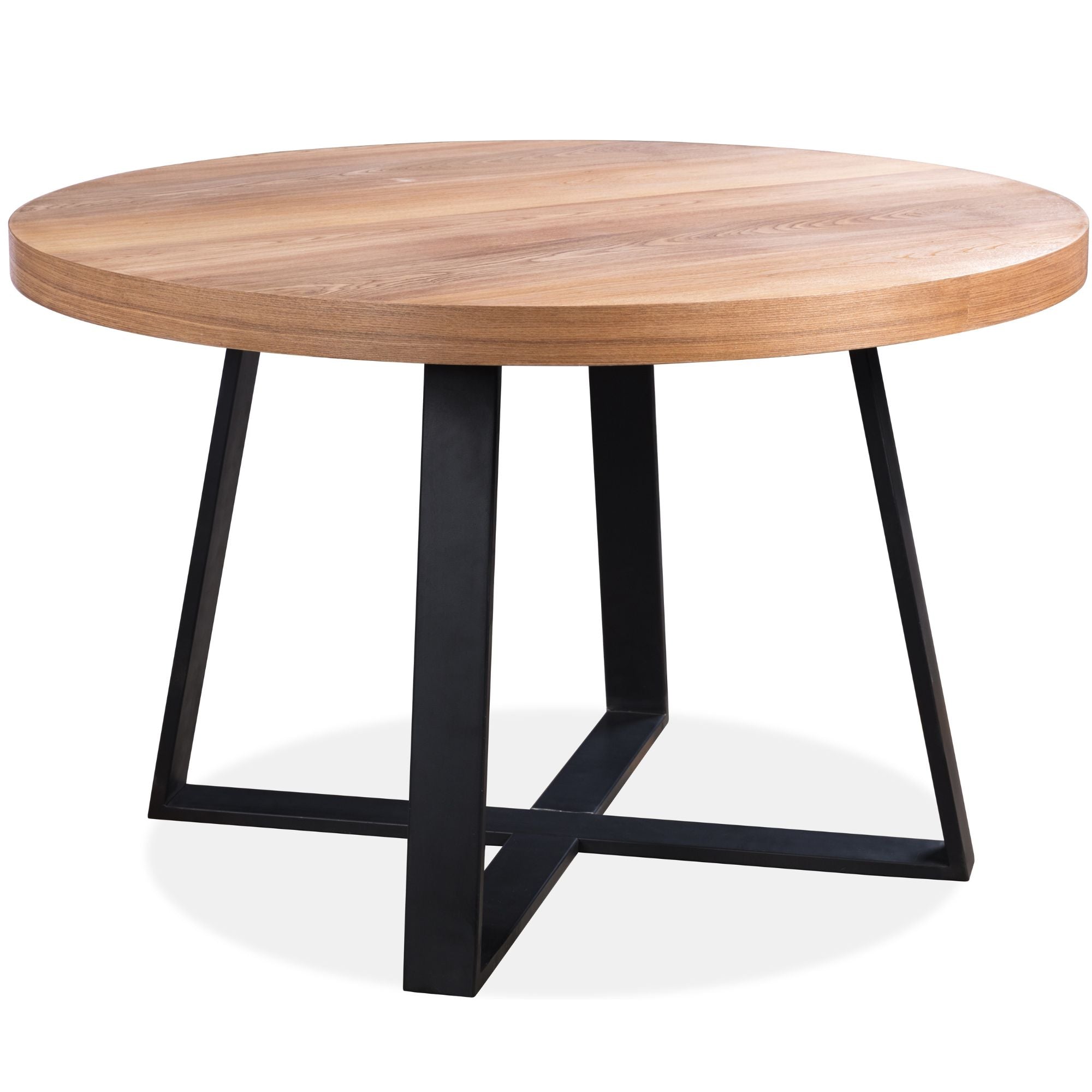 Petunia Round Dining Table 120cm Elm Timber Wood Black Metal Leg - Natural-Furniture &gt; Dining-PEROZ Accessories