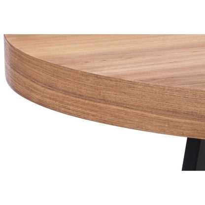Petunia Round Dining Table 120cm Elm Timber Wood Black Metal Leg - Natural-Furniture &gt; Dining-PEROZ Accessories