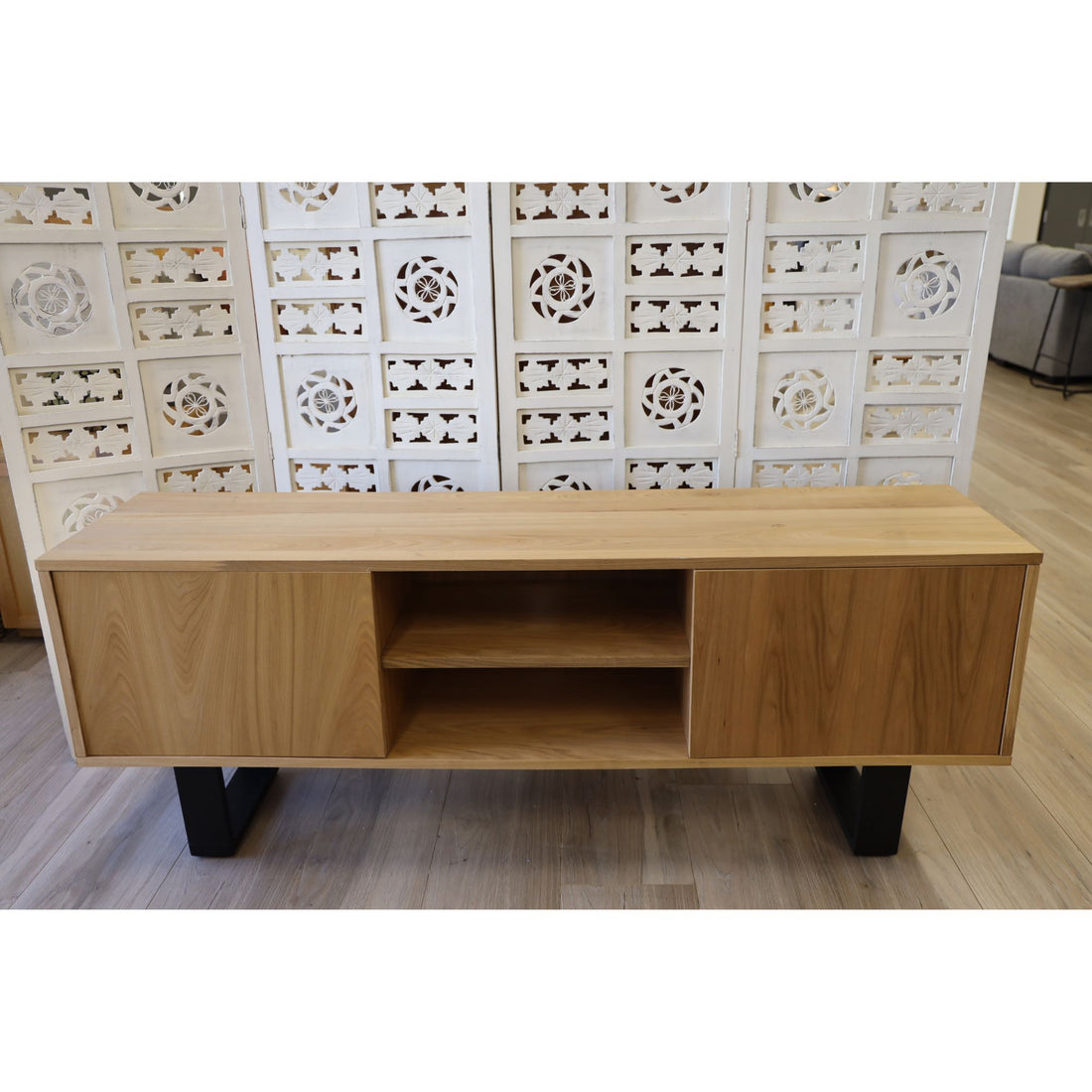 Petunia ETU Entertainment TV Unit 160cm Elm Timber Wood 2 Door - Natural-Entertainment Unit-PEROZ Accessories