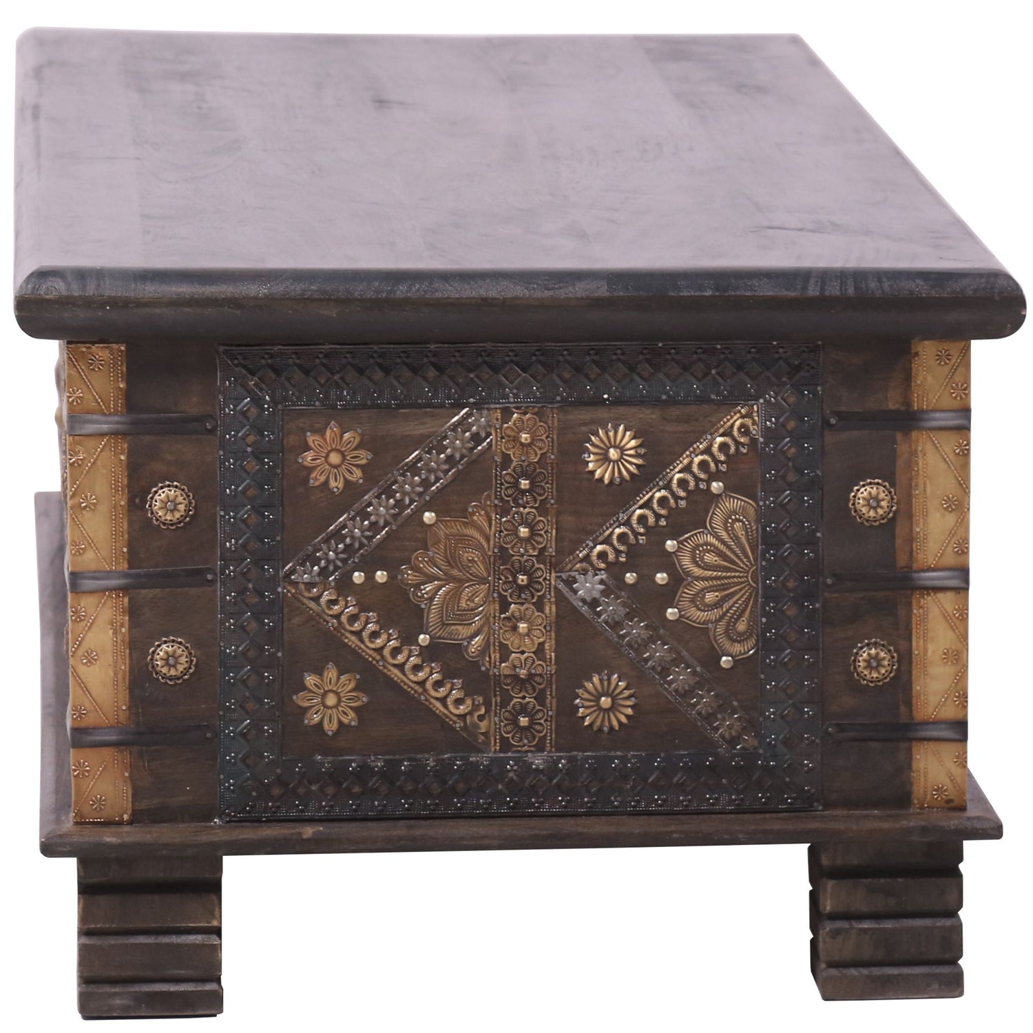 Onir Coffee Table Antique Handcrafted Solid Mango Wood Storage Trunk Chest Box-Furniture &gt; Living Room-PEROZ Accessories