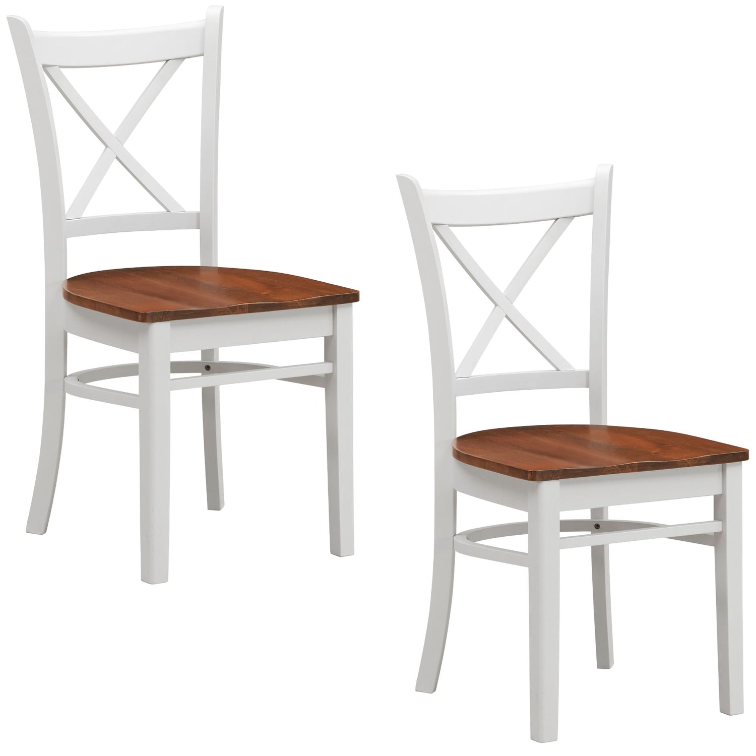 Lupin Dining Chair Set of 2 Crossback Solid Rubber Wood Furniture - White Oak-Furniture &gt; Dining-PEROZ Accessories