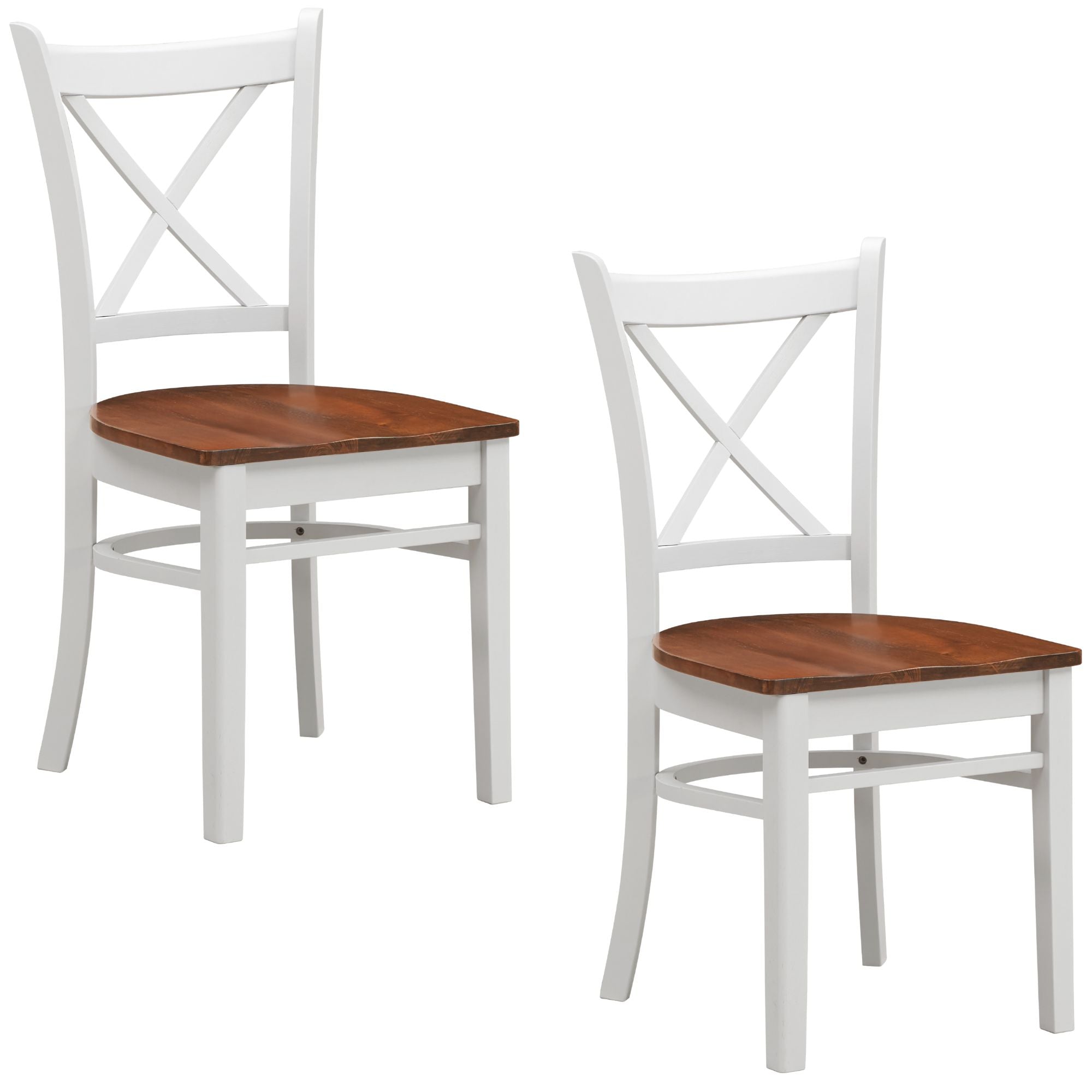 Lupin Dining Chair Set of 2 Crossback Solid Rubber Wood Furniture - White Oak-Furniture &gt; Dining-PEROZ Accessories