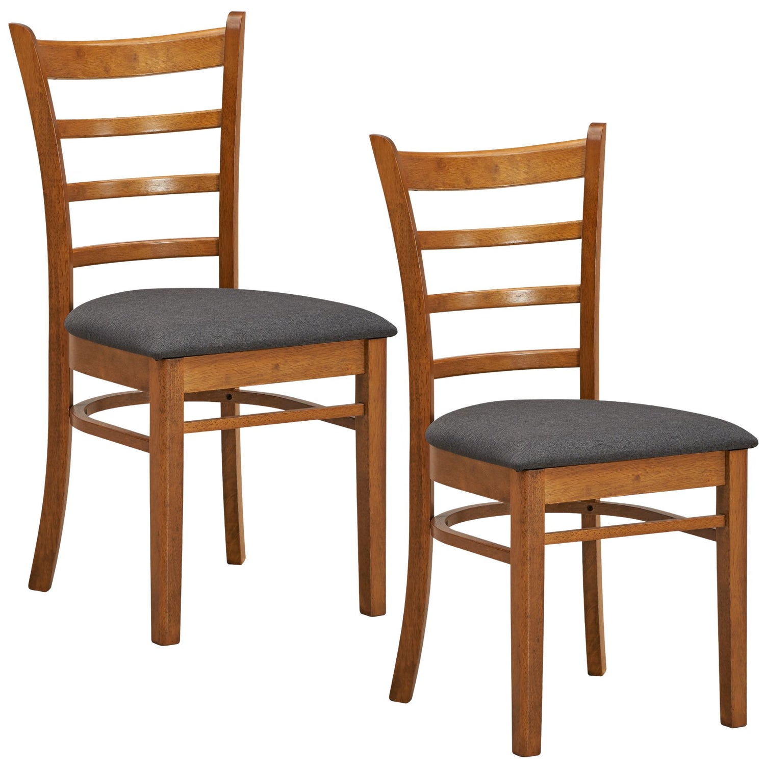 Linaria Dining Chair Set of 2 Crossback Solid Rubber Wood Fabric Seat - Walnut-Furniture &gt; Dining-PEROZ Accessories