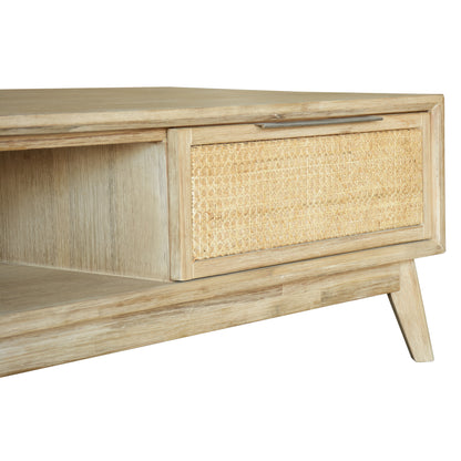 Grevillea Coffee Table 130cm Solid Acacia Timber Wood Rattan Furniture - Brown-Furniture &gt; Living Room-PEROZ Accessories