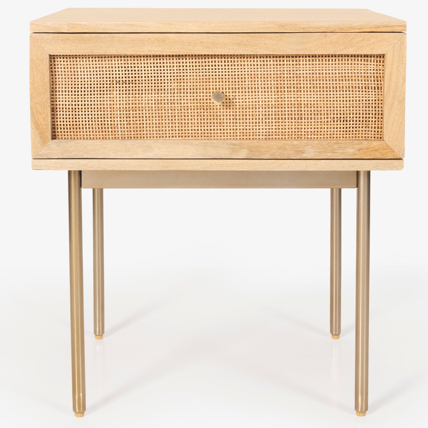 Martina Bedside Table 1 Drawer Storage Cabinet Solid Mango Wood Rattan-Furniture &gt; Bedroom-PEROZ Accessories