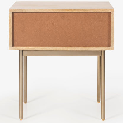 Martina Bedside Table 1 Drawer Storage Cabinet Solid Mango Wood Rattan-Furniture &gt; Bedroom-PEROZ Accessories