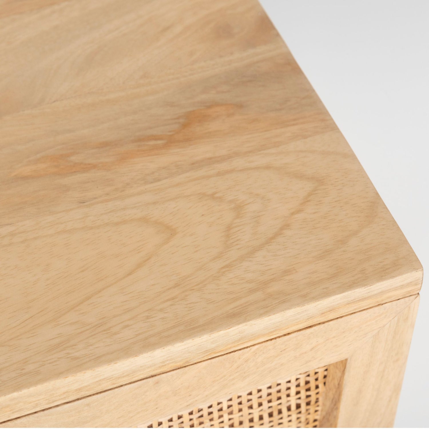 Martina Bedside Table 1 Drawer Storage Cabinet Solid Mango Wood Rattan-Furniture &gt; Bedroom-PEROZ Accessories