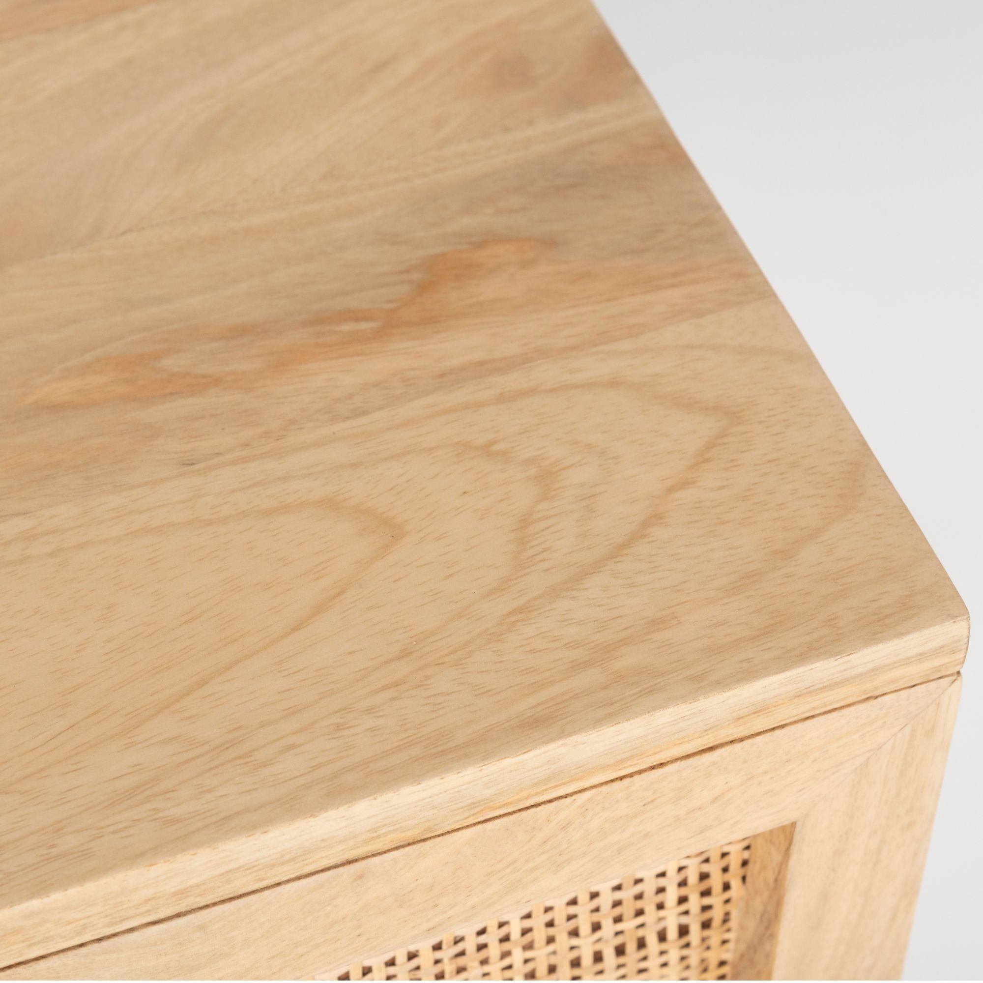 Martina Bedside Table 1 Drawer Storage Cabinet Solid Mango Wood Rattan-Furniture &gt; Bedroom-PEROZ Accessories
