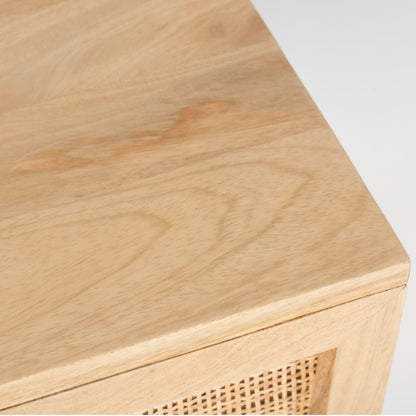 Martina Bedside Table 1 Drawer Storage Cabinet Solid Mango Wood Rattan-Furniture &gt; Bedroom-PEROZ Accessories