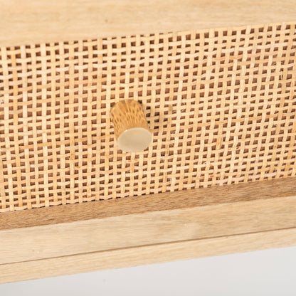 Martina Bedside Table 1 Drawer Storage Cabinet Solid Mango Wood Rattan-Furniture &gt; Bedroom-PEROZ Accessories