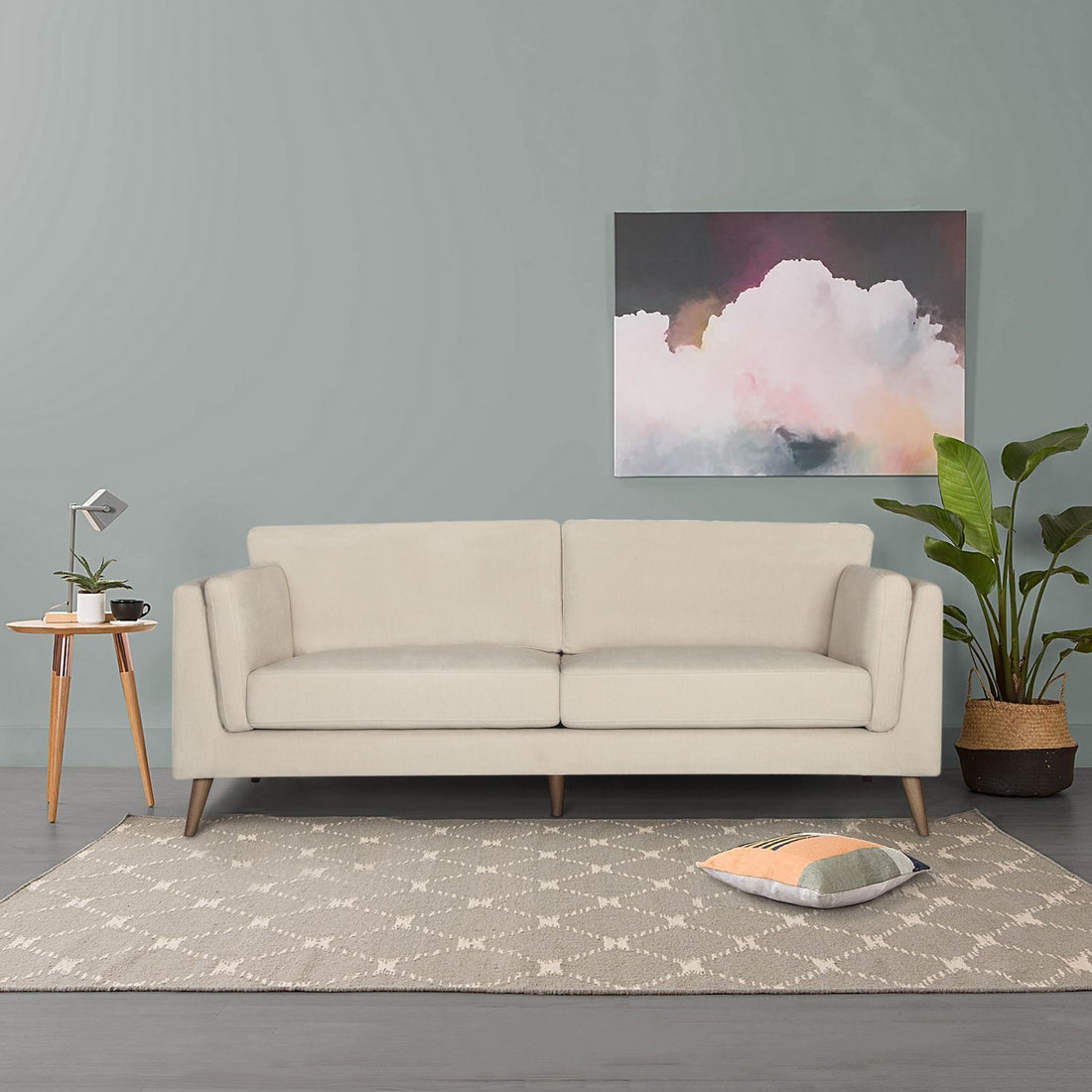 Nooa 2 + 3 Seater Sofa Set Fabric Uplholstered Lounge Couch - Stone-Furniture &gt; Sofas-PEROZ Accessories