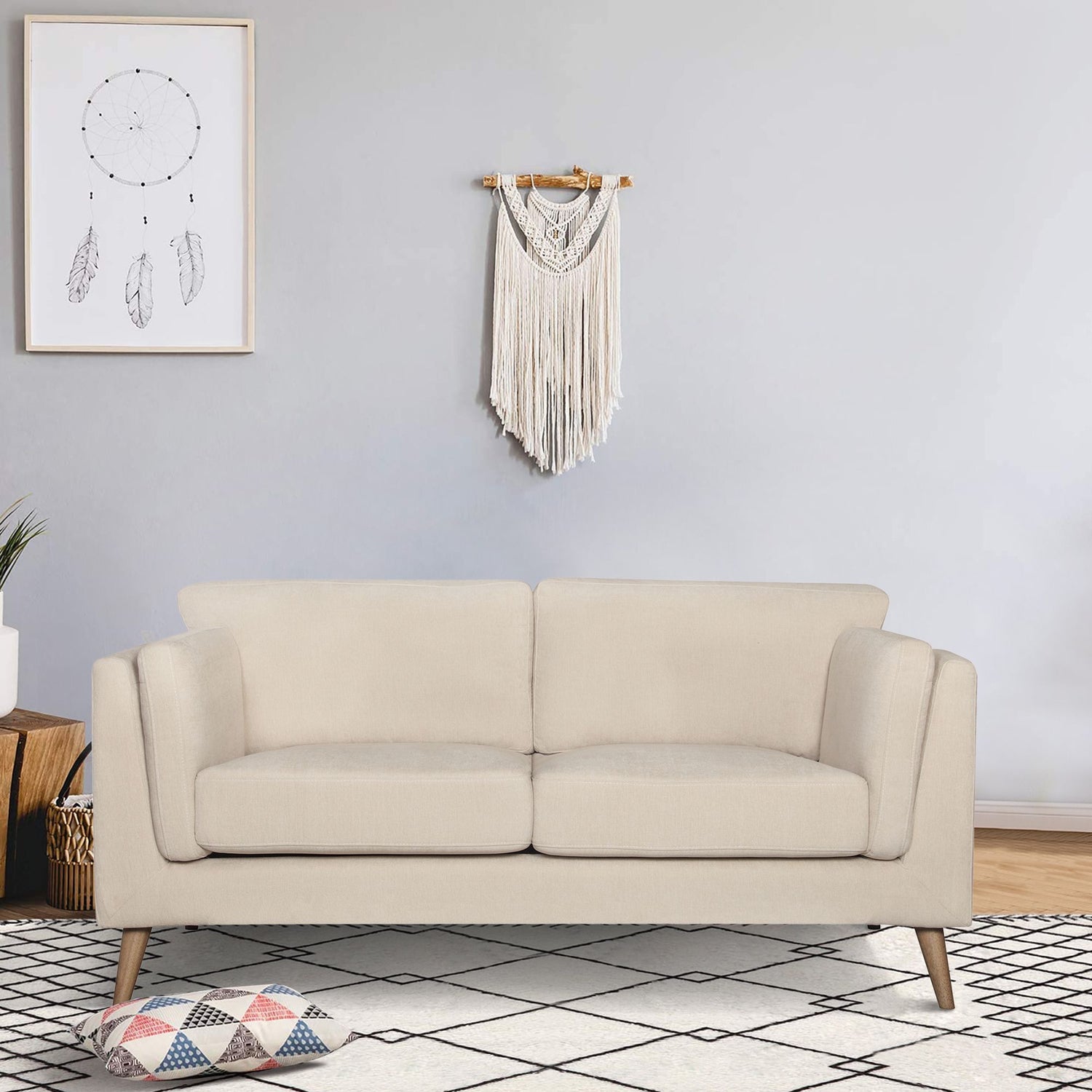 Nooa 2 + 3 Seater Sofa Set Fabric Uplholstered Lounge Couch - Stone-Furniture &gt; Sofas-PEROZ Accessories