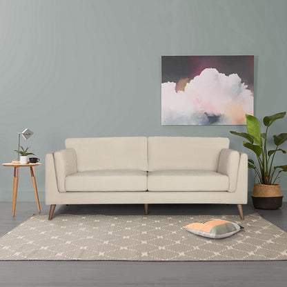Nooa 3 Seater Sofa Fabric Uplholstered Lounge Couch - Stone-Furniture &gt; Sofas-PEROZ Accessories