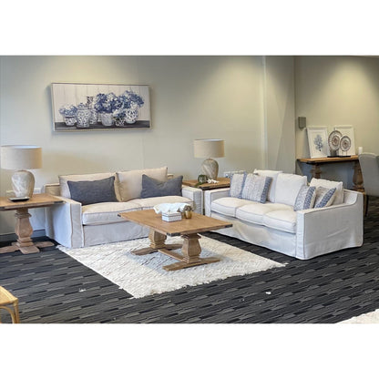 Plushy 3 Seater Sofa Fabric Uplholstered Lounge Couch - Stone-Furniture &gt; Sofas-PEROZ Accessories