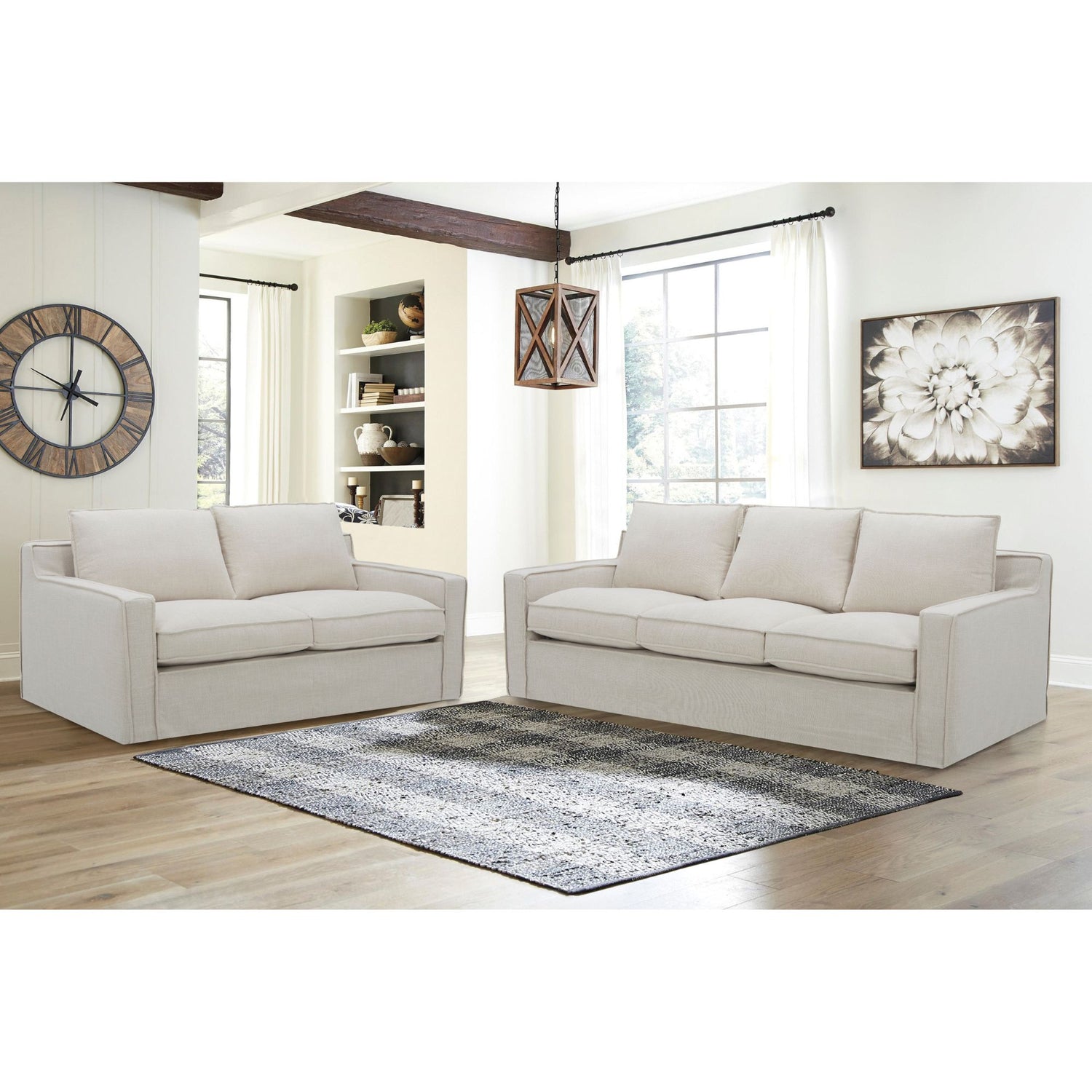 Plushy 3 Seater Sofa Fabric Uplholstered Lounge Couch - Stone-Furniture &gt; Sofas-PEROZ Accessories