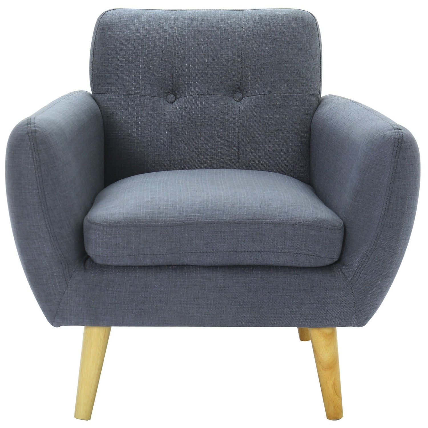 Dane Single Seater Fabric Upholstered Sofa Armchair Lounge Couch - Dark Grey-Furniture &gt; Sofas-PEROZ Accessories
