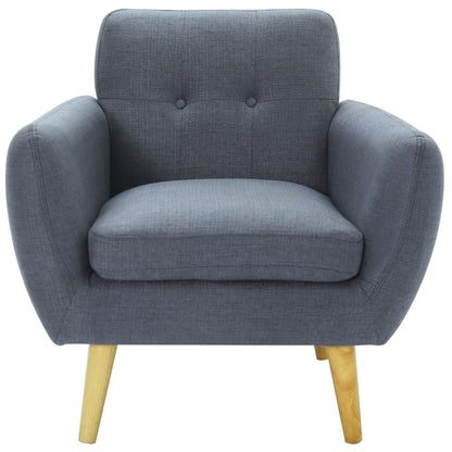 Dane Single Seater Fabric Upholstered Sofa Armchair Lounge Couch - Dark Grey-Furniture &gt; Sofas-PEROZ Accessories