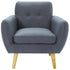 Dane Single Seater Fabric Upholstered Sofa Armchair Lounge Couch - Dark Grey-Furniture > Sofas-PEROZ Accessories