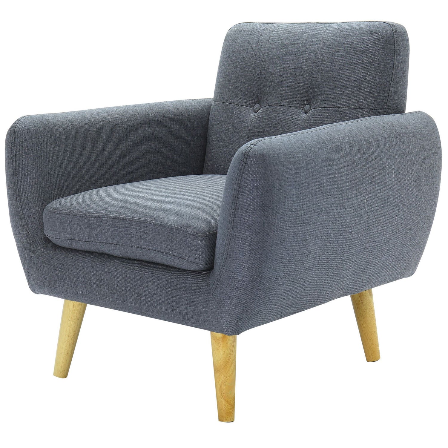 Dane Single Seater Fabric Upholstered Sofa Armchair Lounge Couch - Dark Grey-Furniture &gt; Sofas-PEROZ Accessories