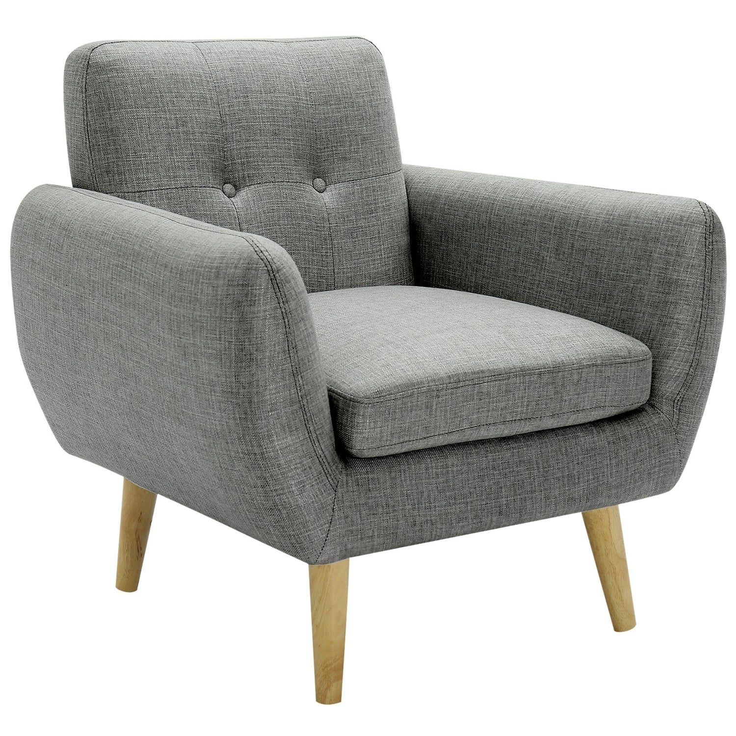 Dane Single Seater Fabric Upholstered Sofa Armchair Lounge Couch - Mid Grey-Furniture &gt; Sofas-PEROZ Accessories