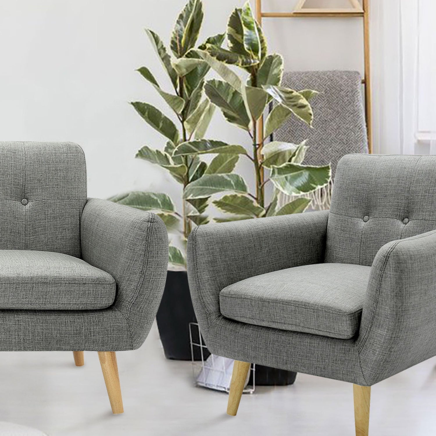 Dane Single Seater Fabric Upholstered Sofa Armchair Lounge Couch - Mid Grey-Furniture &gt; Sofas-PEROZ Accessories