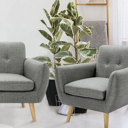 Dane Single Seater Fabric Upholstered Sofa Armchair Lounge Couch - Mid Grey-Furniture &gt; Sofas-PEROZ Accessories