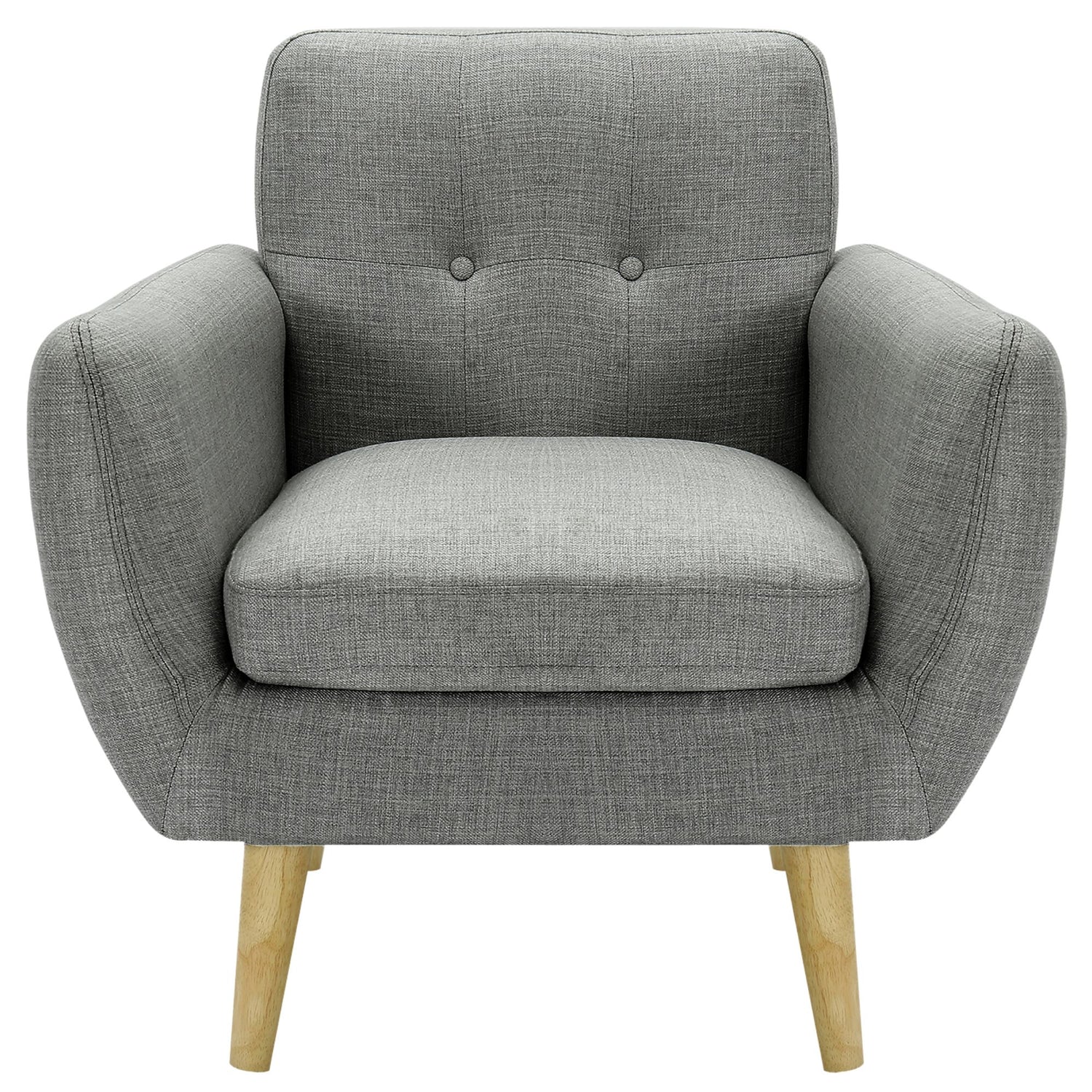 Dane Single Seater Fabric Upholstered Sofa Armchair Lounge Couch - Mid Grey-Furniture &gt; Sofas-PEROZ Accessories