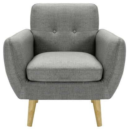 Dane Single Seater Fabric Upholstered Sofa Armchair Lounge Couch - Mid Grey-Furniture &gt; Sofas-PEROZ Accessories