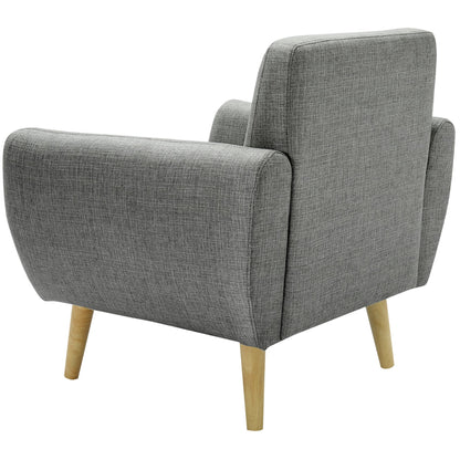 Dane Single Seater Fabric Upholstered Sofa Armchair Lounge Couch - Mid Grey-Furniture &gt; Sofas-PEROZ Accessories