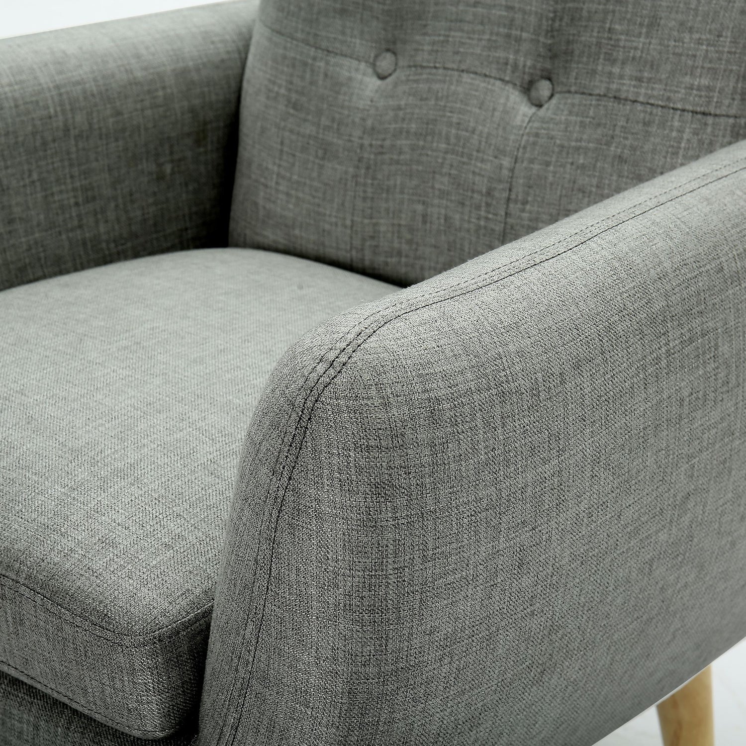 Dane Single Seater Fabric Upholstered Sofa Armchair Lounge Couch - Mid Grey-Furniture &gt; Sofas-PEROZ Accessories