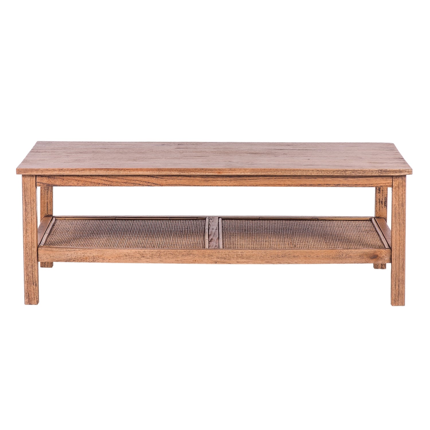 Jasmine Coffee Table 110cm Mindi Timber Wood Rattan Weave - Brown-Furniture &gt; Living Room-PEROZ Accessories