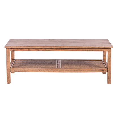 Jasmine Coffee Table 110cm Mindi Timber Wood Rattan Weave - Brown-Furniture &gt; Living Room-PEROZ Accessories