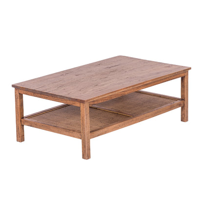 Jasmine Coffee Table 110cm Mindi Timber Wood Rattan Weave - Brown-Furniture &gt; Living Room-PEROZ Accessories