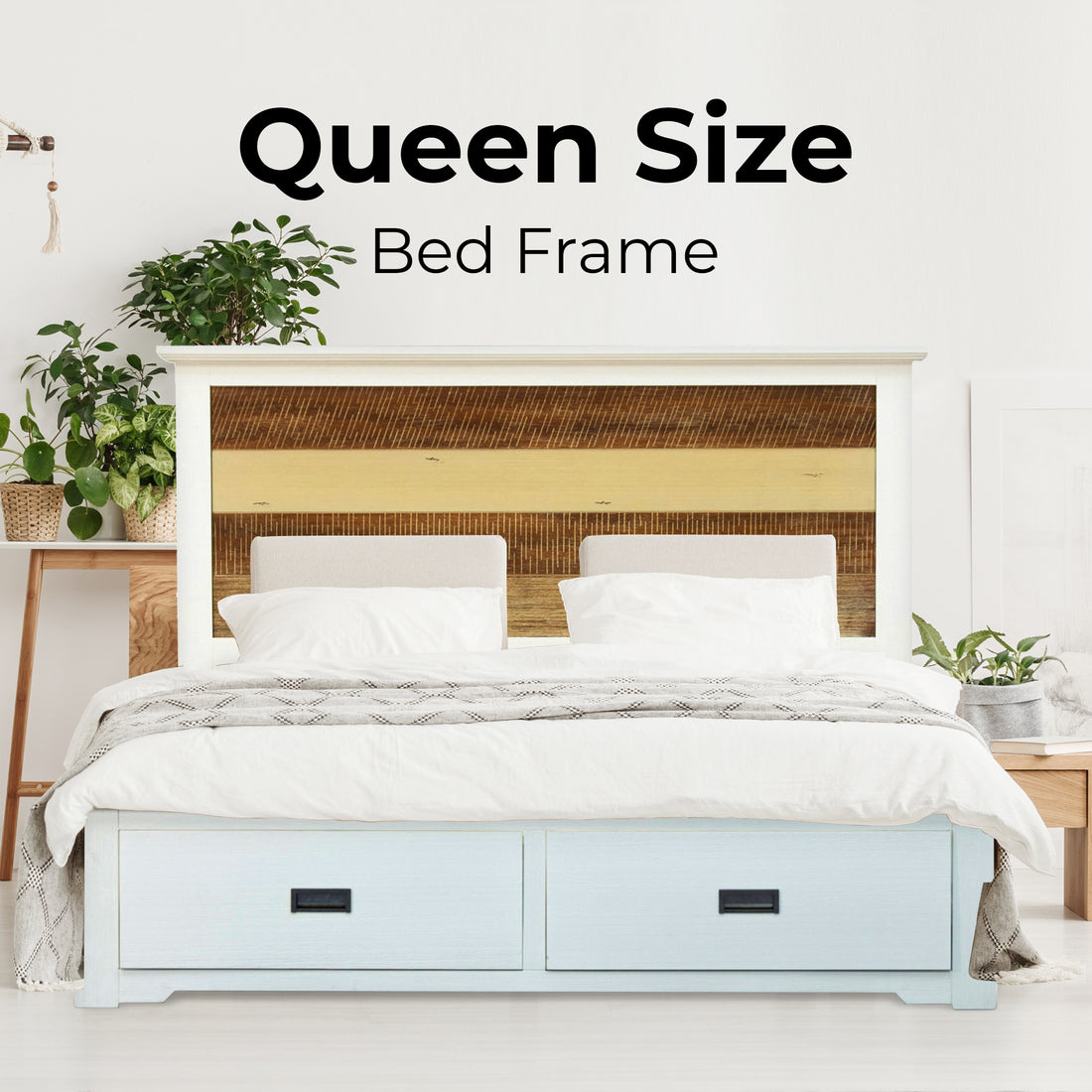 Orville Bed Frame Queen Size Mattress Base With Storage Drawers - Multi Color-Furniture > Bedroom-PEROZ Accessories