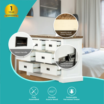 Orville Dresser 7 Chest of Drawers Solid Wood Storage Cabinet - Multi Color-Furniture &gt; Bedroom-PEROZ Accessories
