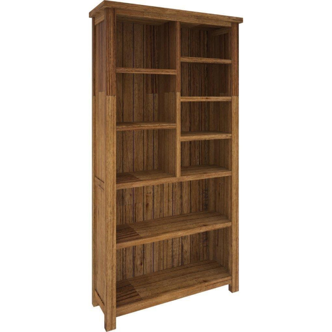 Birdsville Bookshelf Bookcase Display Unit Solid Mt Ash Timber Wood - Brown-Bookcases &amp; Shelves-PEROZ Accessories