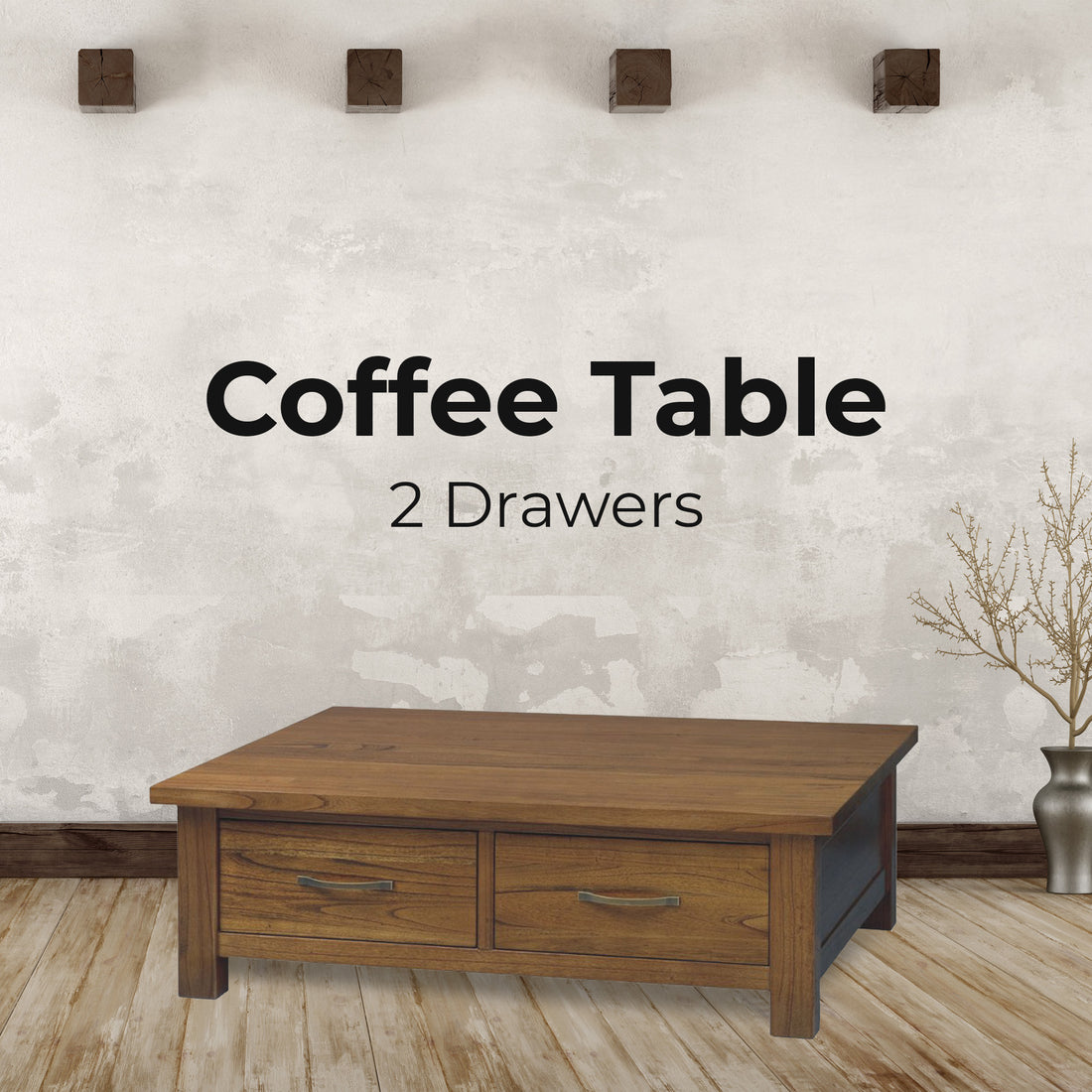 Birdsville Coffee Table 120cm 2 Drawer Solid Mt Ash Timber Wood - Brown-Furniture &gt; Living Room-PEROZ Accessories