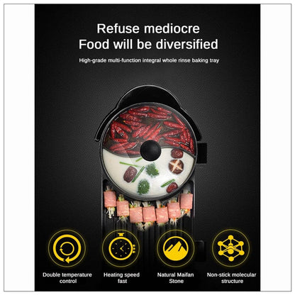 2 in 1 BBQ Barbecue Electronic Pan Grill Teppanyaki Hot Pot Hotpot Steamboat-Appliances &gt; Kitchen Appliances-PEROZ Accessories