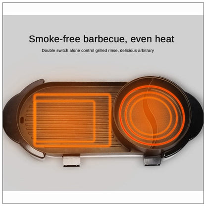 2 in 1 BBQ Barbecue Electronic Pan Grill Teppanyaki Hot Pot Hotpot Steamboat-Appliances &gt; Kitchen Appliances-PEROZ Accessories