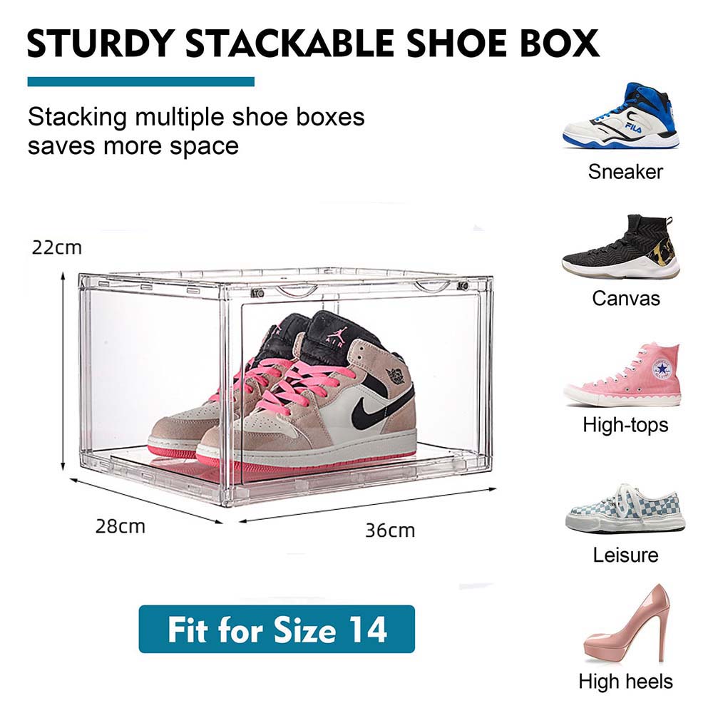 1 Pack Large Acrylic Shoe Box Storage Side Door Open Stackable Boxes Transparent Clear Display Case-Home &amp; Garden &gt; Storage-PEROZ Accessories